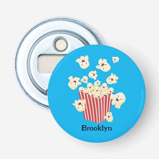 Cute funny jumping popcorn cartoon bottle opener (Front)