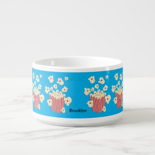 Cute funny jumping popcorn cartoon bowl