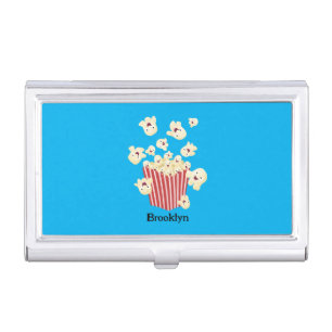 Cute funny jumping popcorn cartoon business card case