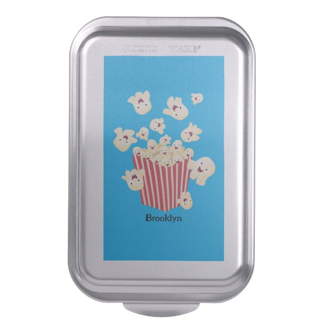 Cute funny jumping popcorn cartoon cake pan (Front Vertical)