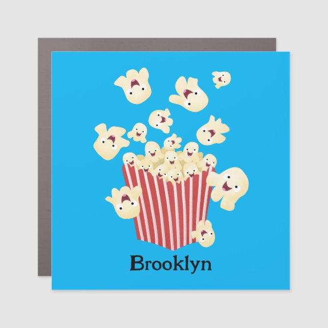 Cute funny jumping popcorn cartoon car magnet (Front)