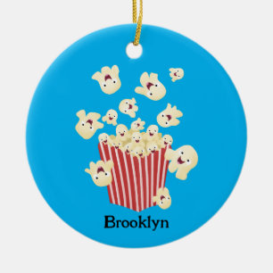 Cute funny jumping popcorn cartoon ceramic ornament