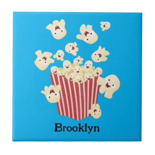 Cute funny jumping popcorn cartoon ceramic tile