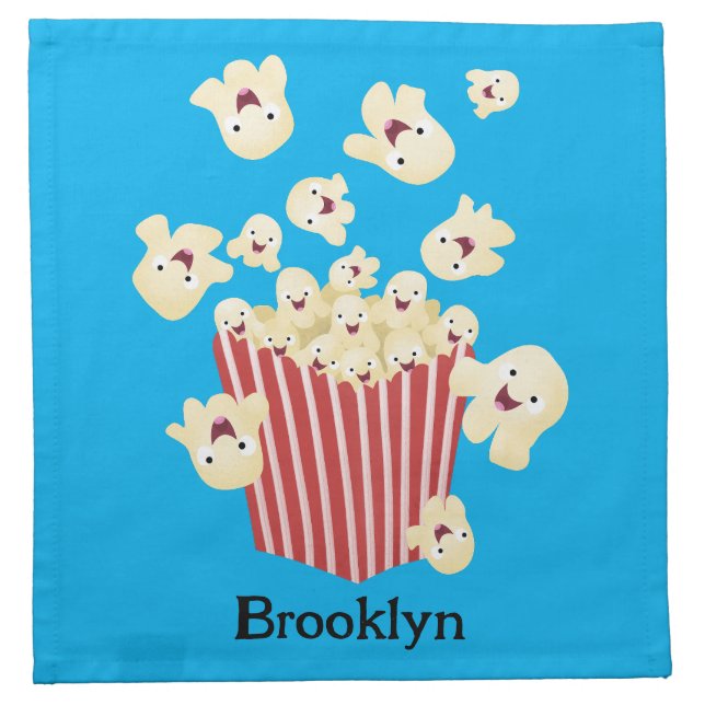 Cute funny jumping popcorn cartoon cloth napkin (Front)