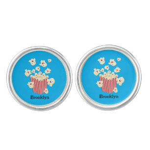 Cute funny jumping popcorn cartoon cufflinks