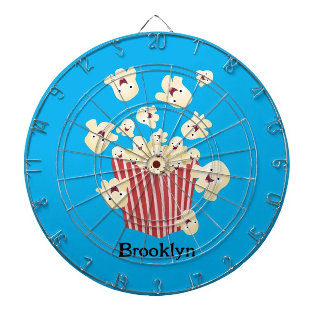 Cute funny jumping popcorn cartoon dart board (Front)