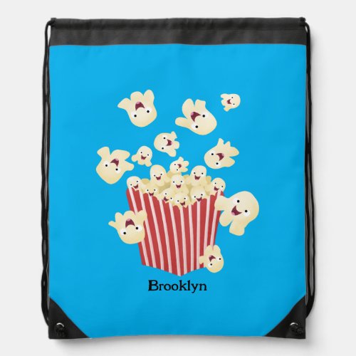 Cute funny jumping popcorn cartoon drawstring bag