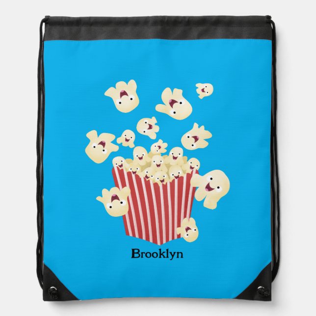 Cute funny jumping popcorn cartoon drawstring bag (Front)