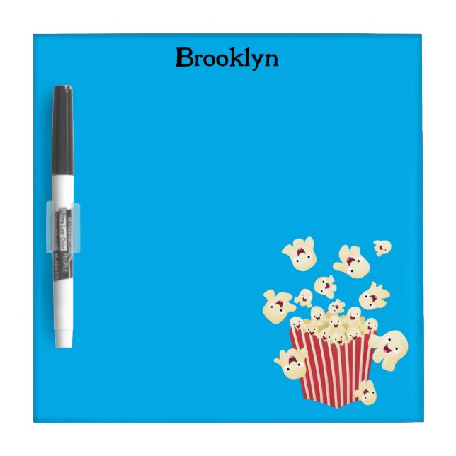 Cute funny jumping popcorn cartoon dry erase board (Front)