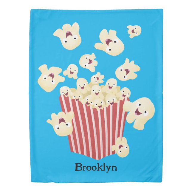 Cute funny jumping popcorn cartoon duvet cover (Front)