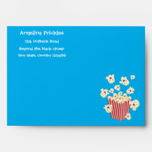 Cute funny jumping popcorn cartoon envelope