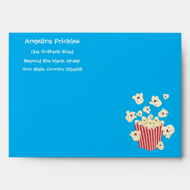 Cute funny jumping popcorn cartoon envelope (Front)