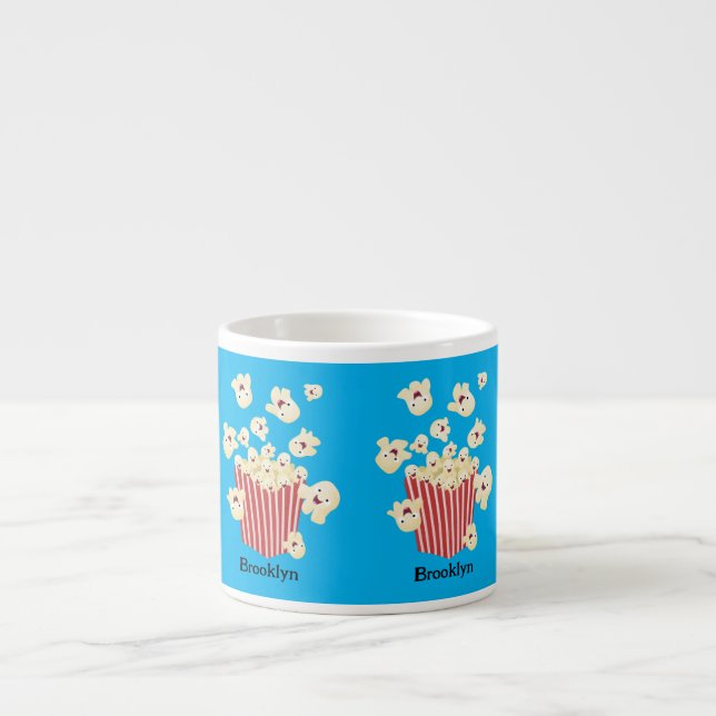 Cute funny jumping popcorn cartoon espresso cup (Front)