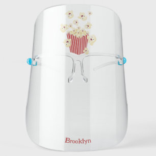 Cute funny jumping popcorn cartoon face shield