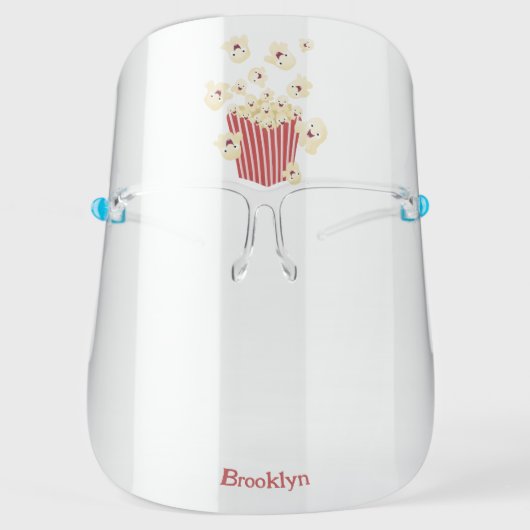 Cute funny jumping popcorn cartoon face shield (Front)