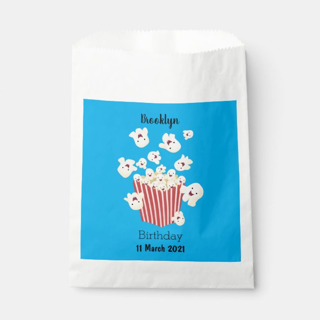 Cute funny jumping popcorn cartoon favor bag (Front)