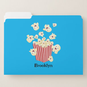 Cute funny jumping popcorn cartoon file folder