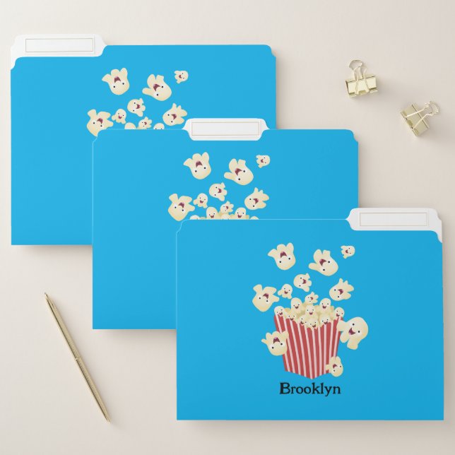 popcorn ファイル Cute funny jumping popcorn cartoon file folder | Zazzle