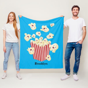 Cute funny jumping popcorn cartoon fleece blanket
