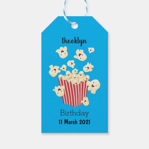 Cute funny jumping popcorn cartoon gift tags