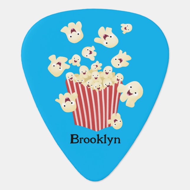 Cute funny jumping popcorn cartoon guitar pick (Front)