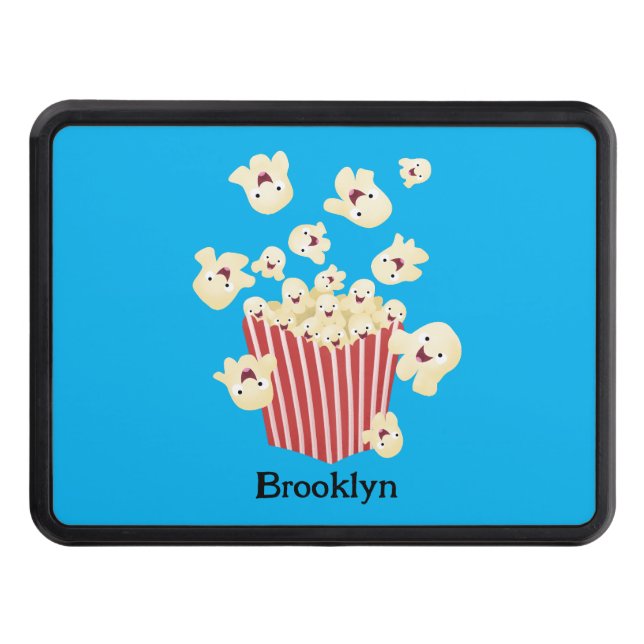 Cute funny jumping popcorn cartoon hitch cover (Front)