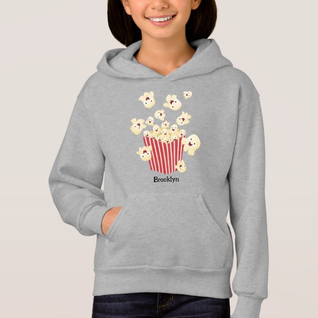 Cute funny jumping popcorn cartoon hoodie (Front)