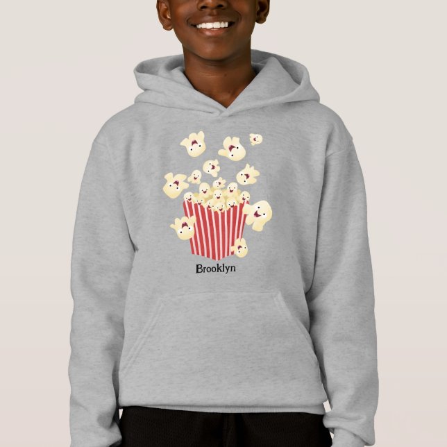 Cute funny jumping popcorn cartoon hoodie (Front)