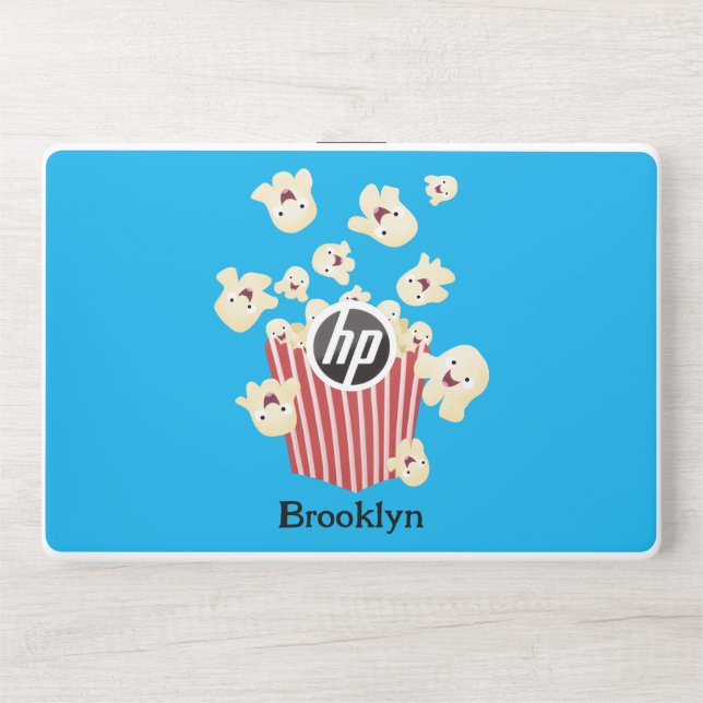 Cute funny jumping popcorn cartoon HP laptop skin (Front)