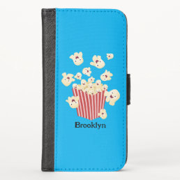 Cute funny jumping popcorn cartoon iPhone x wallet case