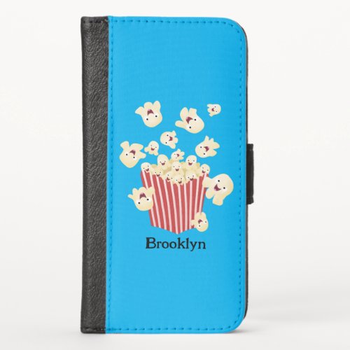 Cute funny jumping popcorn cartoon iPhone x wallet case