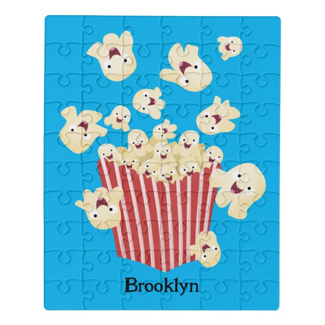 Cute funny jumping popcorn cartoon jigsaw puzzle (Puzzle Vertical)