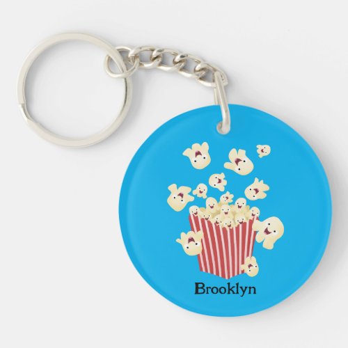 Cute funny jumping popcorn cartoon keychain