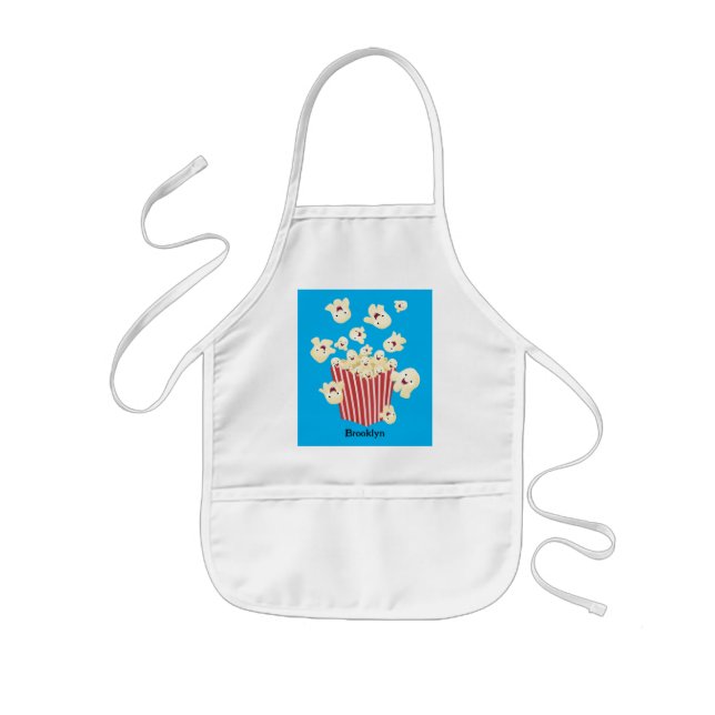 Cute funny jumping popcorn cartoon kids' apron (Front)