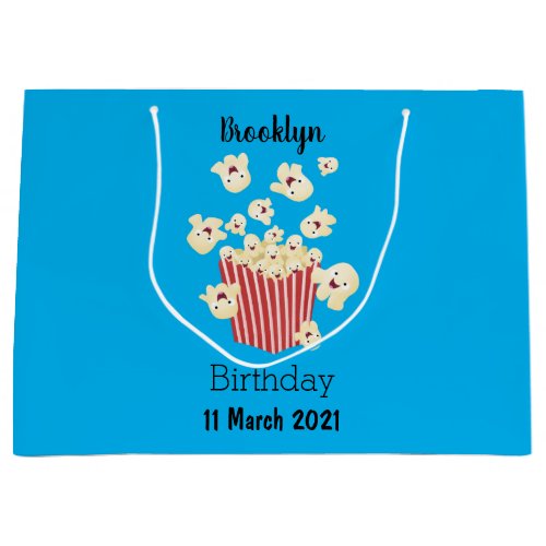 Cute funny jumping popcorn cartoon large gift bag