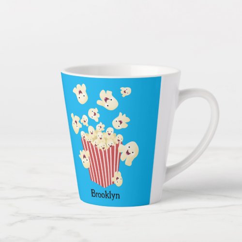 Cute funny jumping popcorn cartoon latte mug