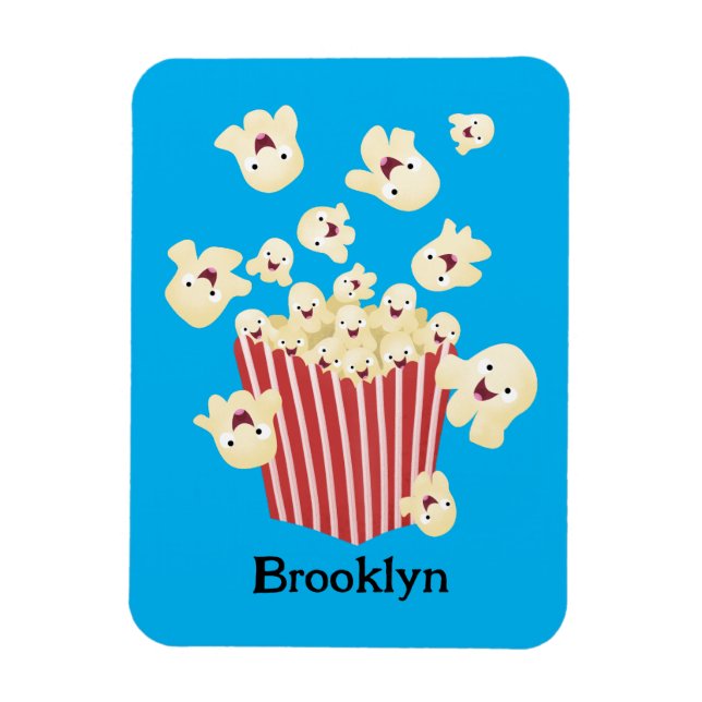 Cute funny jumping popcorn cartoon magnet (Vertical)