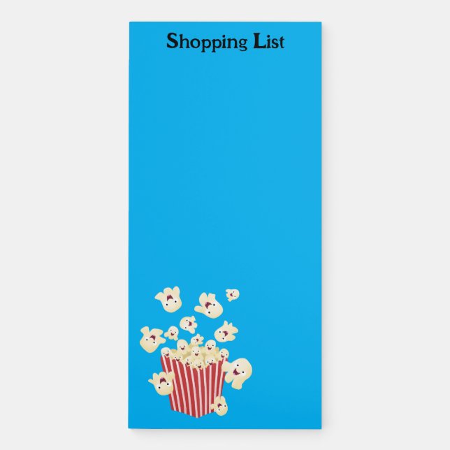 Cute funny jumping popcorn cartoon magnetic notepad (Front)