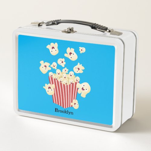 Cute funny jumping popcorn cartoon metal lunch box