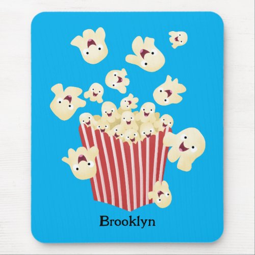 Cute funny jumping popcorn cartoon mouse pad