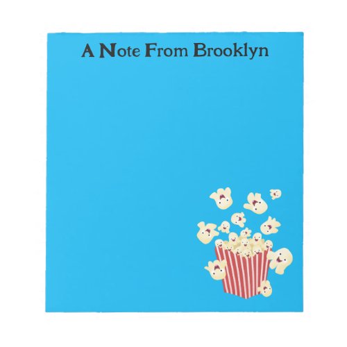 Cute funny jumping popcorn cartoon notepad