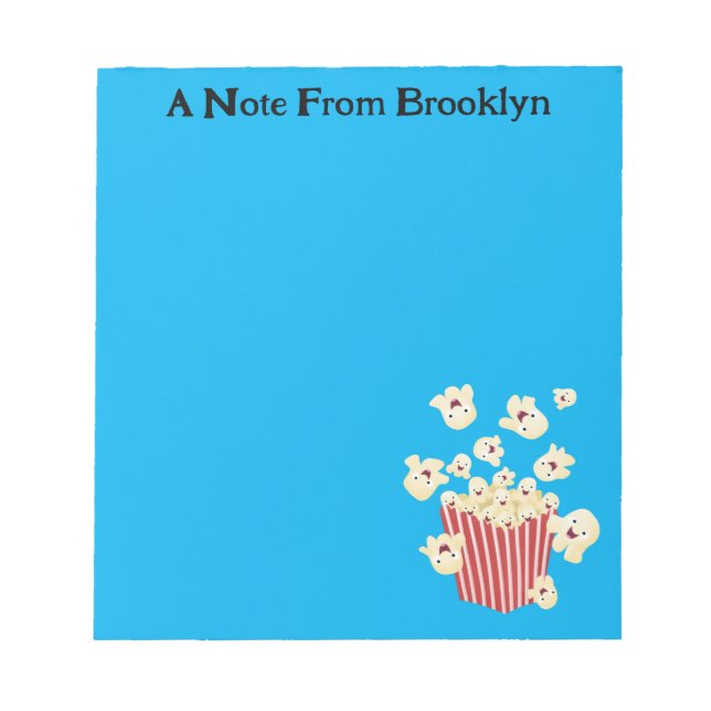Cute funny jumping popcorn cartoon notepad (Front)