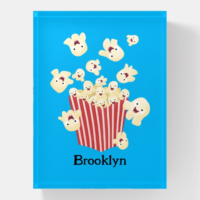 Cute funny jumping popcorn cartoon paperweight (Vertical)
