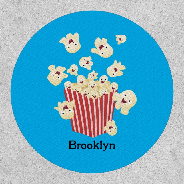Cute funny jumping popcorn cartoon patch (Front)