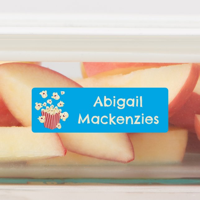 Cute funny jumping popcorn cartoon personalized labels (Affixed)