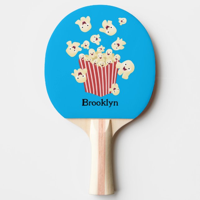Cute funny jumping popcorn cartoon ping pong paddle (Front)