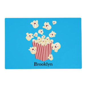 Cute funny jumping popcorn cartoon placemat