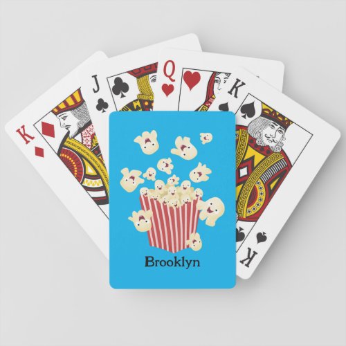 Cute funny jumping popcorn cartoon playing cards