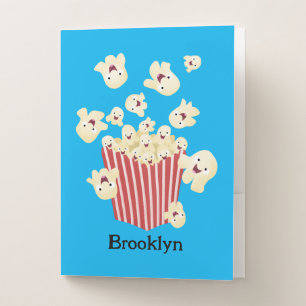 Cute funny jumping popcorn cartoon pocket folder