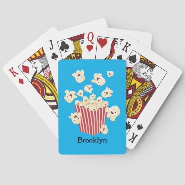Cute funny jumping popcorn cartoon poker cards (Back)
